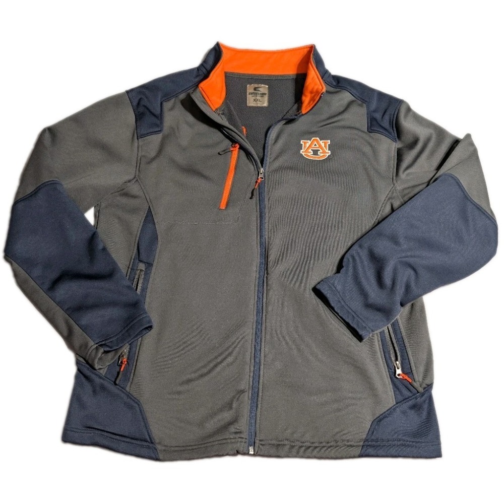 Auburn Tigers Colosseum Jacket Mens XXL Gray Navy Orange Full Zip Fleece AU Logo
